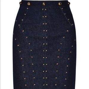 TAMARA MELLON Studded stretch-denim skirt